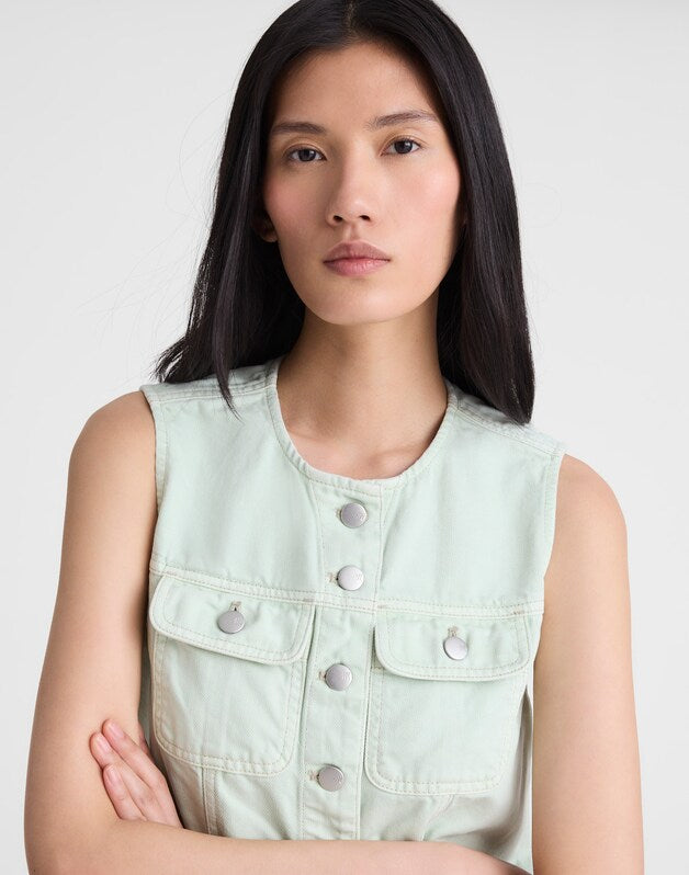 Madewell x Shopbop Airy Denim Crop Vest STORIED SEA