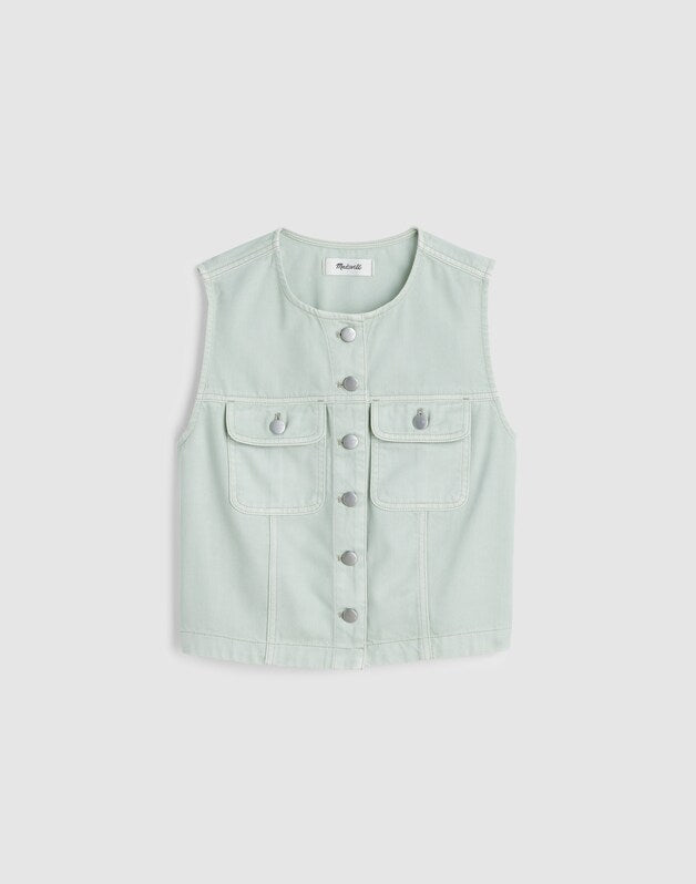 Madewell x Shopbop Airy Denim Crop Vest STORIED SEA