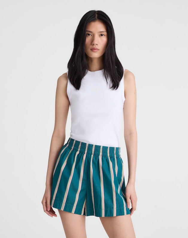 Madewell x Shopbop Pull-On Shorts in Poplin DEEP LAGOON STRIPE