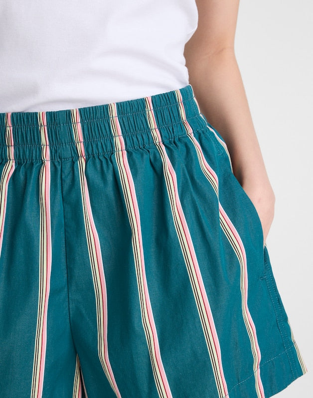 Madewell x Shopbop Pull-On Shorts in Poplin DEEP LAGOON STRIPE