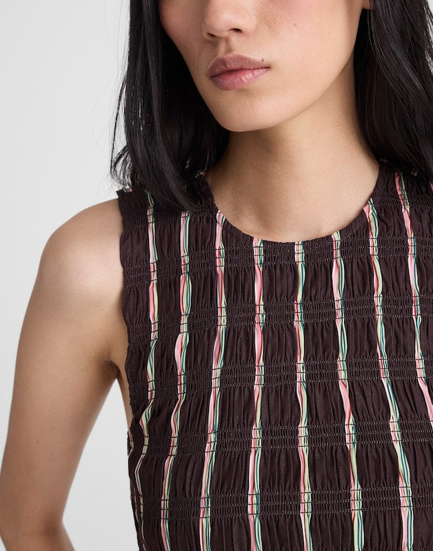 Madewell x Shopbop Melody Smocked Mini Dress BURNT COCOA