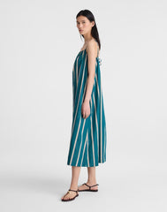 Madewell x Shopbop Gathered A-Line Midi Dress DEEP LAGOON STRIPE