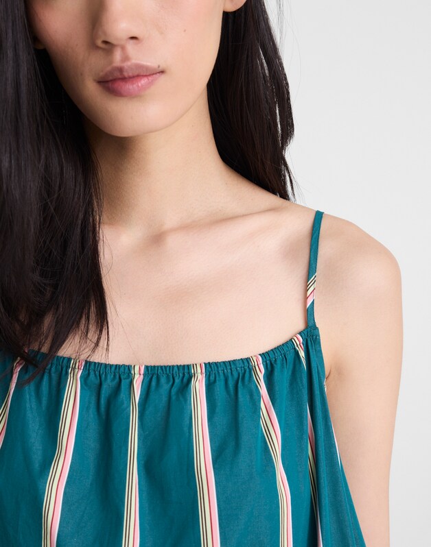 Madewell x Shopbop Gathered A-Line Midi Dress DEEP LAGOON STRIPE