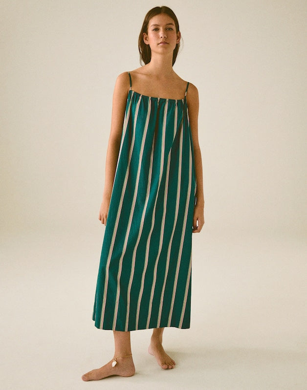 Madewell x Shopbop Gathered A-Line Midi Dress DEEP LAGOON STRIPE