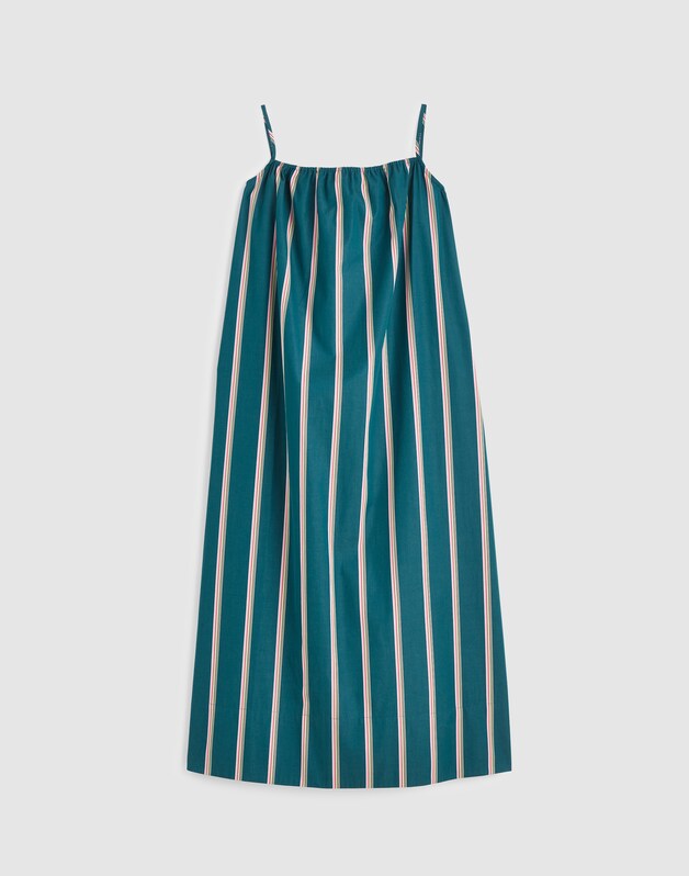 Madewell x Shopbop Gathered A-Line Midi Dress DEEP LAGOON STRIPE