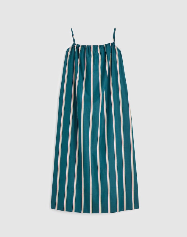 Madewell x Shopbop Gathered A-Line Midi Dress DEEP LAGOON STRIPE