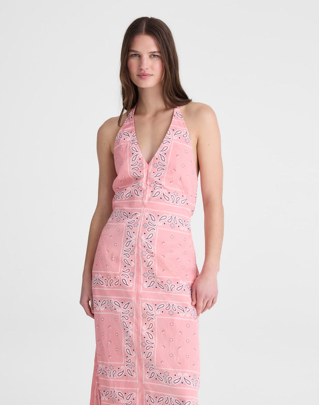 Madewell x Shopbop Smocked Halter Midi Dress CORAL BLOOM