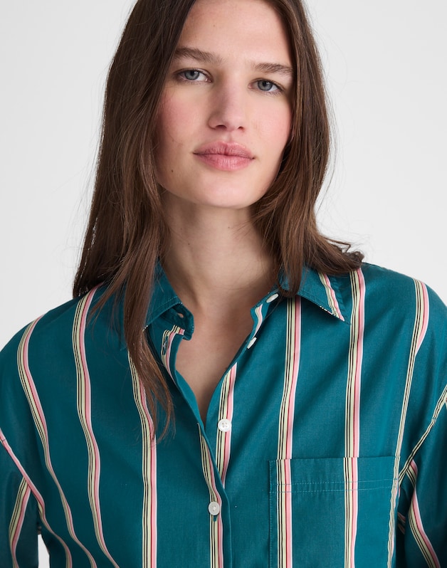 Madewell x Shopbop  Easy Shirt in Poplin DEEP LAGOON STRIPE