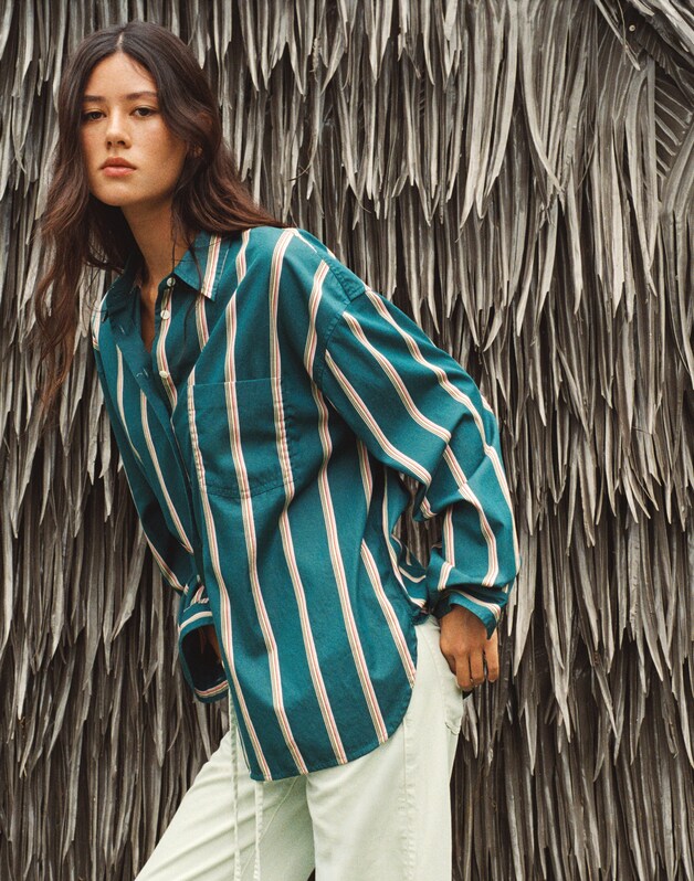 Madewell x Shopbop  Easy Shirt in Poplin DEEP LAGOON STRIPE