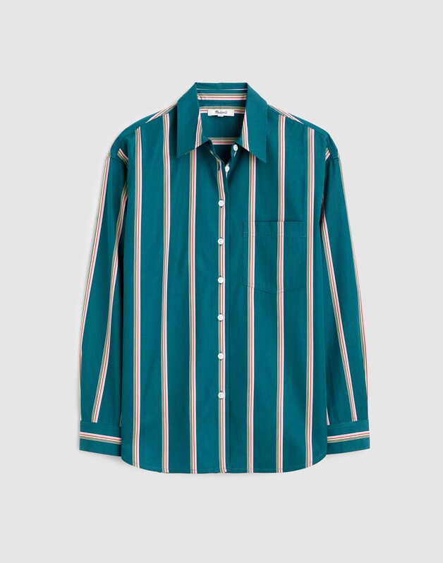 Madewell x Shopbop  Easy Shirt in Poplin DEEP LAGOON STRIPE