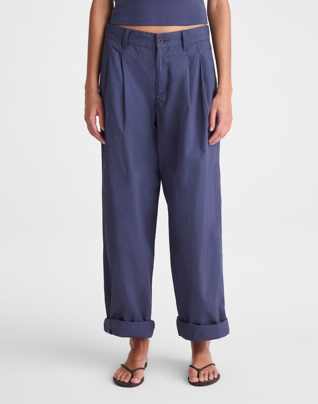 The Everyday Trouser in Poplin PETROL NAVY