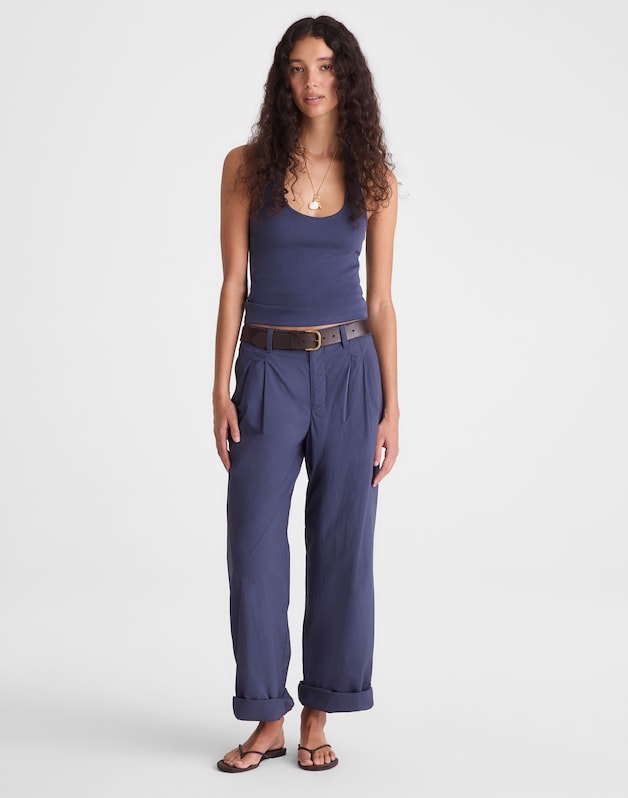 The Everyday Trouser in Poplin PETROL NAVY