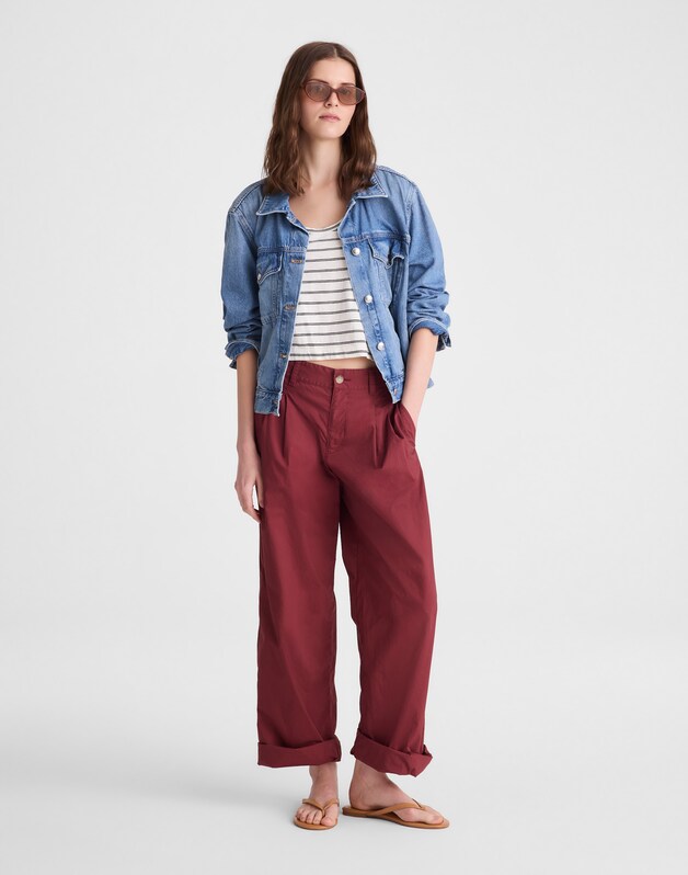 The Everyday Trouser in Poplin DUSTY MERLOT