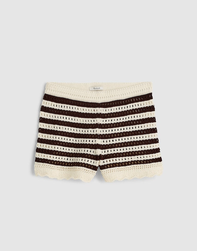 Madewell x Shopbop Pointelle-Knit Shorts BROWN AND IVORY STRIPE