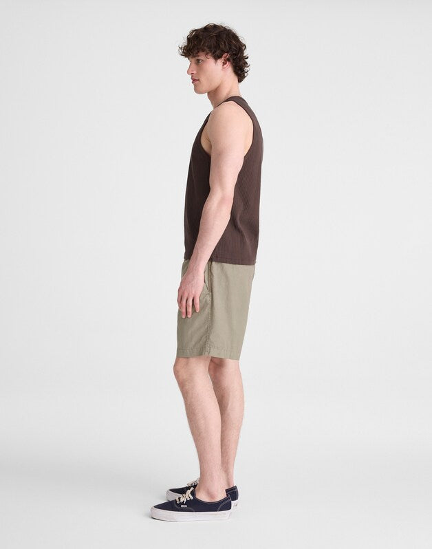 Pull-On Short in Poplin WASHED OLIVE
