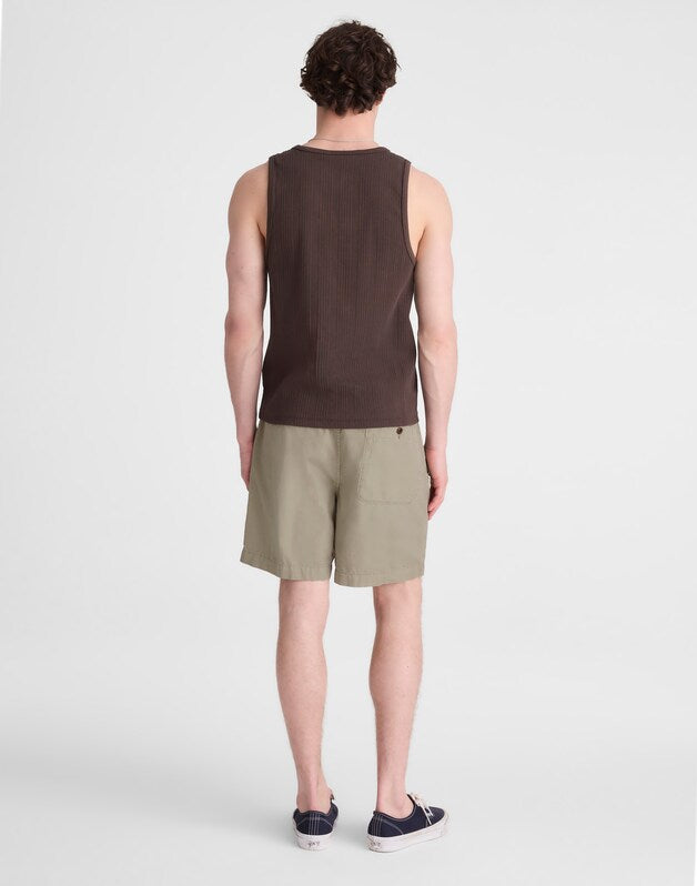 Pull-On Short in Poplin WASHED OLIVE