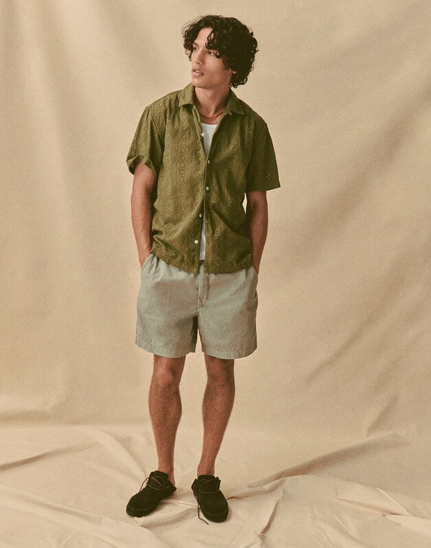 Pull-On Short in Poplin WASHED OLIVE