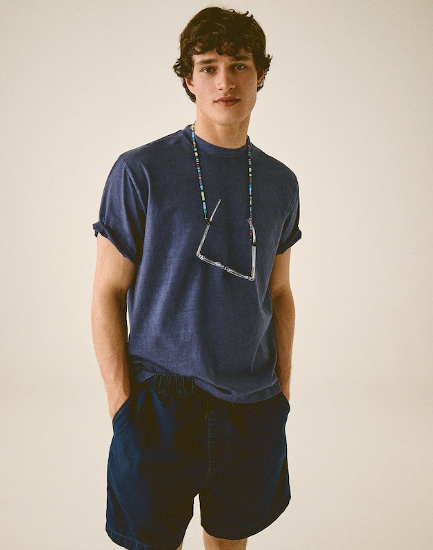 Pull-On Short in Indigo-Dyed Nylon EVERSON WASH
