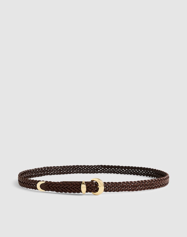 Madewell x Shopbop Domed-Buckle Belt in Woven Leather CHOCOLATE RAISIN