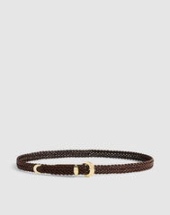 Madewell x Shopbop Domed-Buckle Belt in Woven Leather CHOCOLATE RAISIN