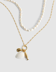 Madewell x Shopbop Beaded Shell Necklace Set ANTIQUE GOLD