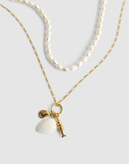 Madewell x Shopbop Beaded Shell Necklace Set ANTIQUE GOLD