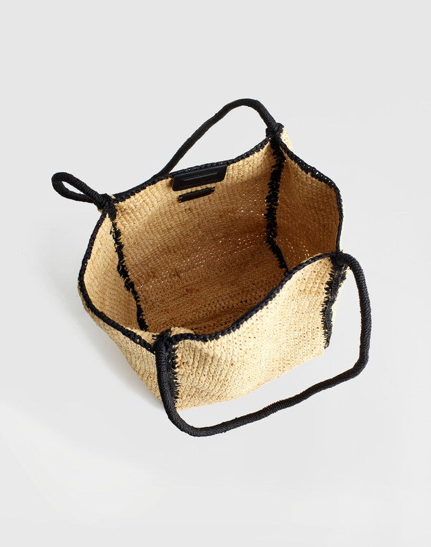 The Lexington Small Tote in Colorblock Raffia NATURAL MULTI