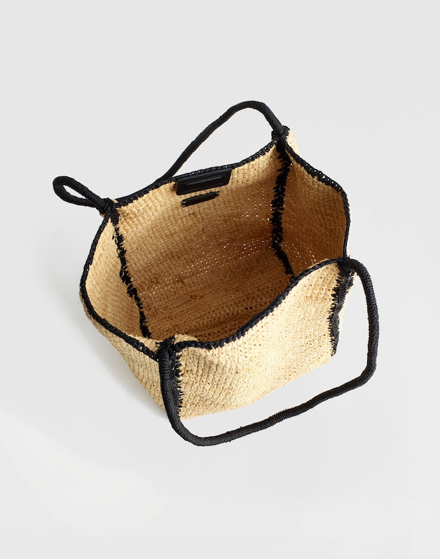 The Lexington Small Tote in Colorblock Raffia NATURAL MULTI