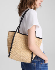 The Lexington Small Tote in Colorblock Raffia NATURAL MULTI