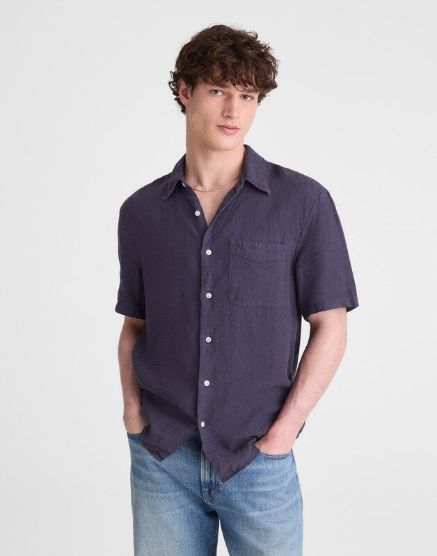 The Allday Short-Sleeve Shirt in Linen INK