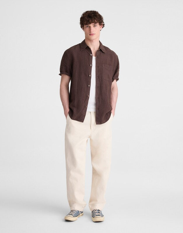 The Allday Short-Sleeve Shirt in Linen CHOCOLATE