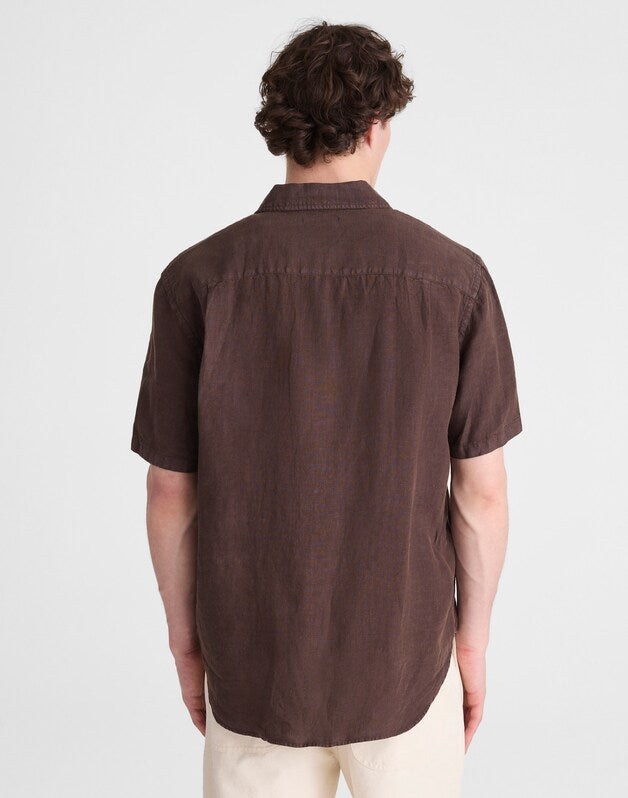 The Allday Short-Sleeve Shirt in Linen CHOCOLATE