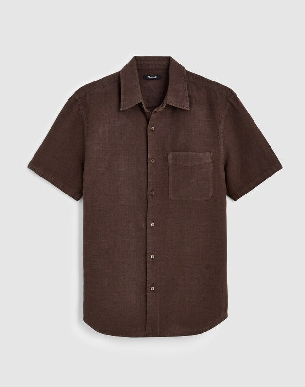 The Allday Short-Sleeve Shirt in Linen CHOCOLATE