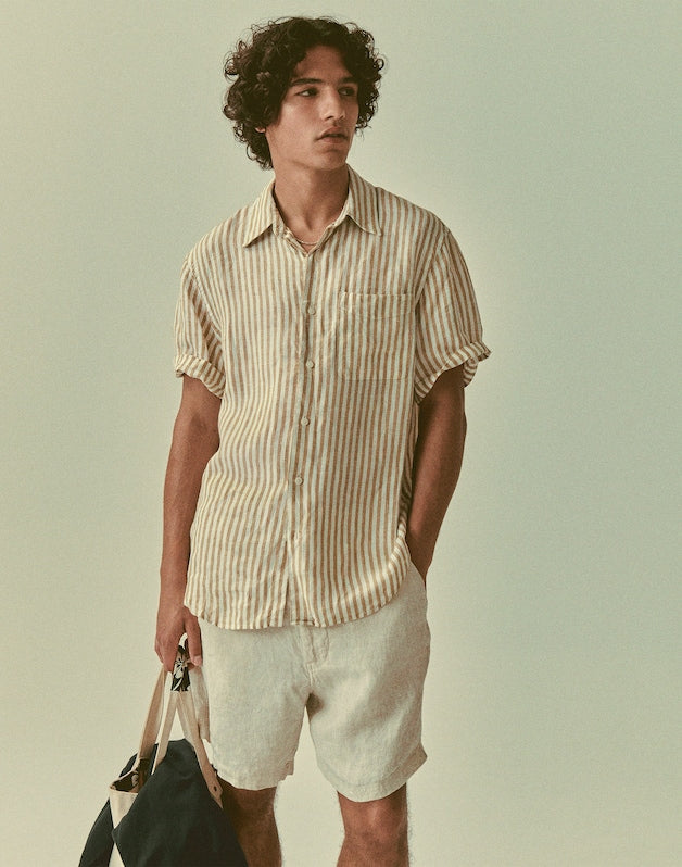 The Allday Short-Sleeve Shirt in Linen GOLDEN KHAKI