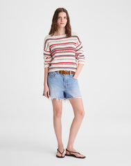 Boatneck Pullover Sweater IVORY STRIPE
