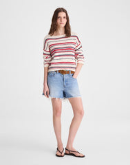 Boatneck Pullover Sweater IVORY STRIPE