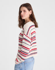 Boatneck Pullover Sweater IVORY STRIPE