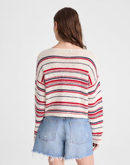 Boatneck Pullover Sweater IVORY STRIPE