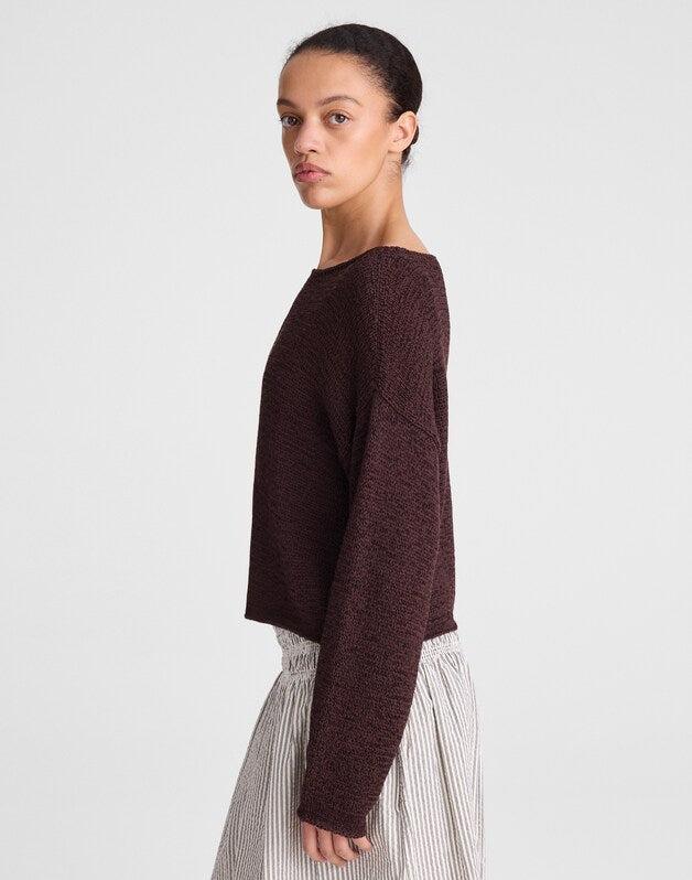 Boatneck Pullover Sweater BURNT COCOA