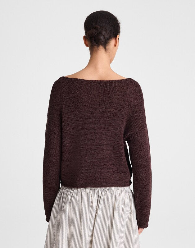 Boatneck Pullover Sweater BURNT COCOA