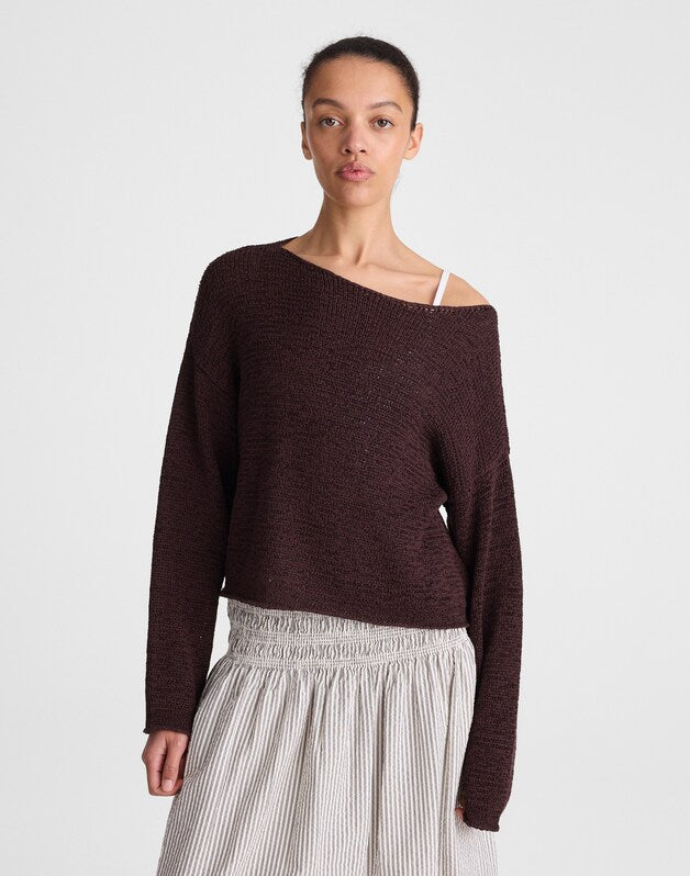 Boatneck Pullover Sweater BURNT COCOA
