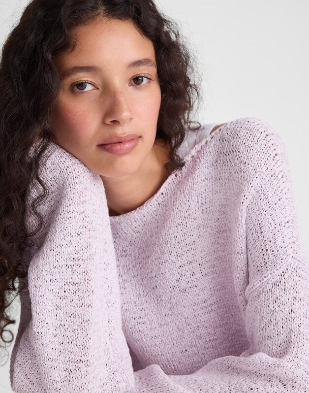 Boatneck Pullover Sweater MARBLE LILAC