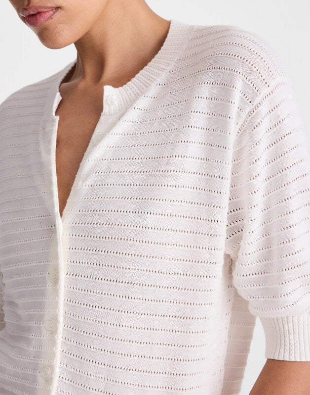 Textured Short-Sleeve Cardigan in 100% Cotton LIGHTHOUSE