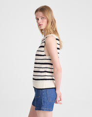 Boatneck Sweater Tank IVORY AND BLACK STRIPE