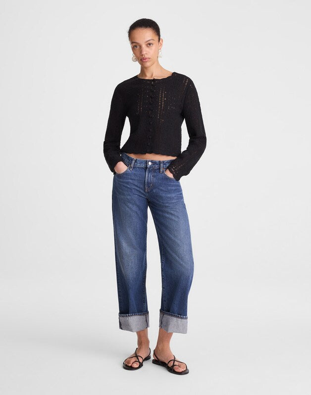 Open-Knit Lace Cardigan JET BLACK