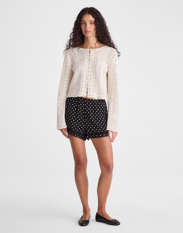 Open-Knit Lace Cardigan VINTAGE IVORY