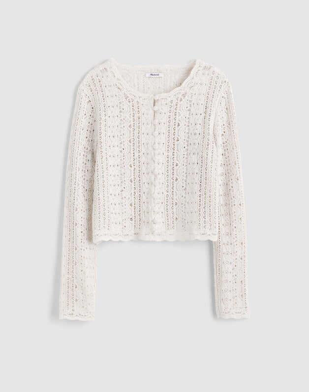 Open-Knit Lace Cardigan VINTAGE IVORY