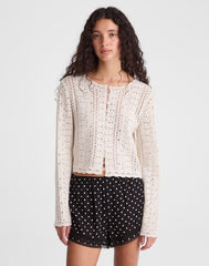 Open-Knit Lace Cardigan VINTAGE IVORY