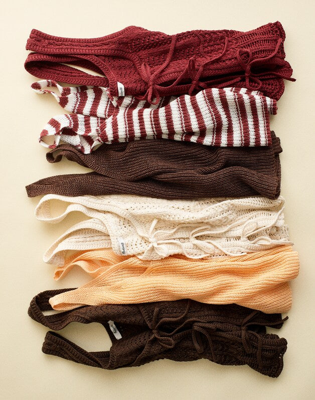 V-Neck Sweater Tank in 100% Linen IVORY AND DUSTY MERLOT