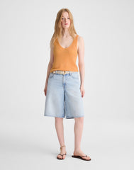 V-Neck Sweater Tank in 100% Linen APRICOT BLUSH
